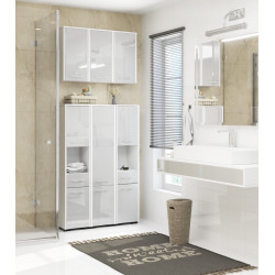 Пенал Akord Fin 30 2D1SZ1W 140см (White/Metallic Gloss) Thumb