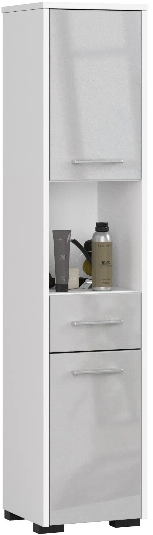 Пенал Akord Fin 30 2D1SZ1W 140см (White/Metallic Gloss)