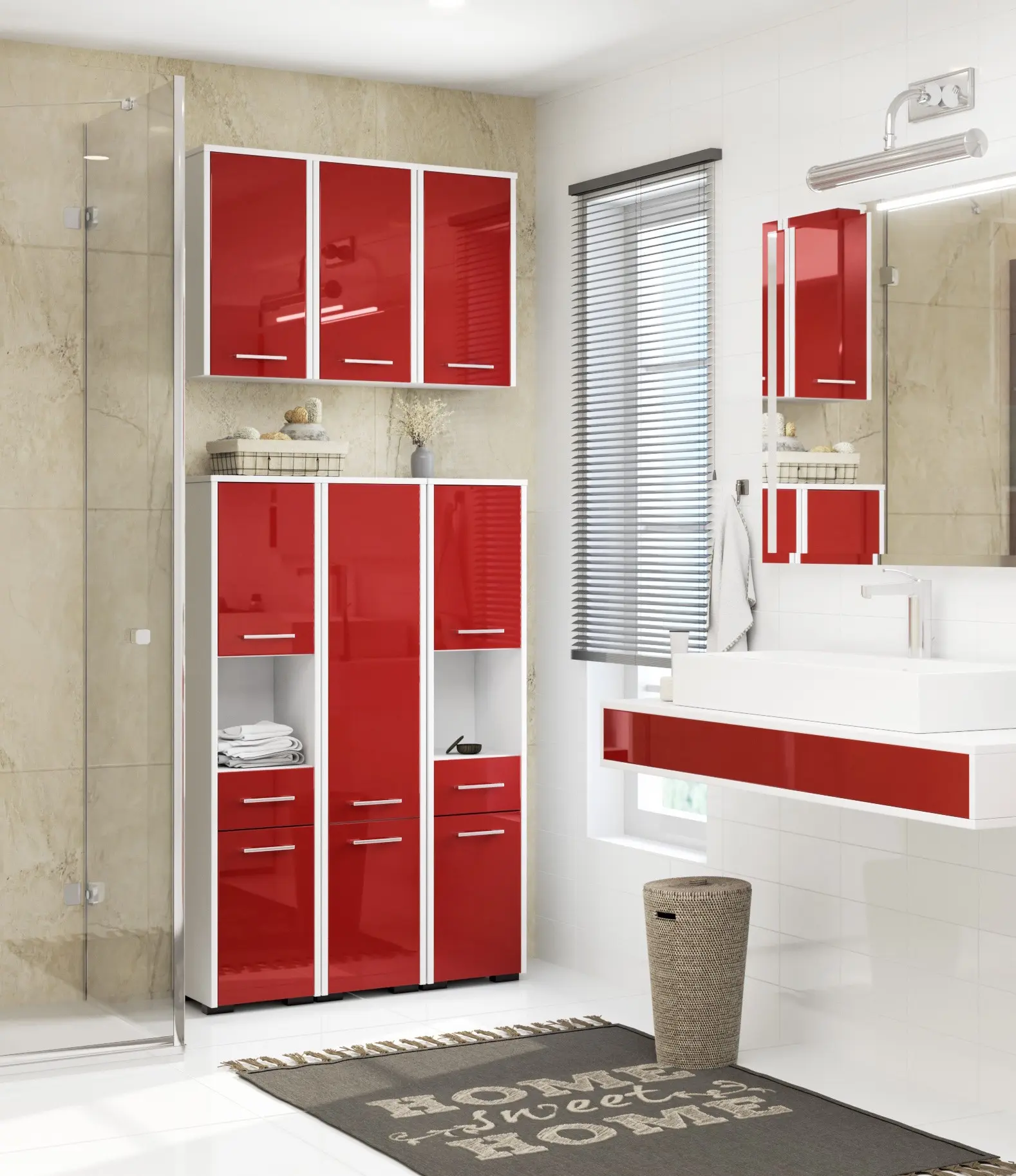 Penal Akord Fin 30 2D1SZ1W 140cm (White/Red Gloss)