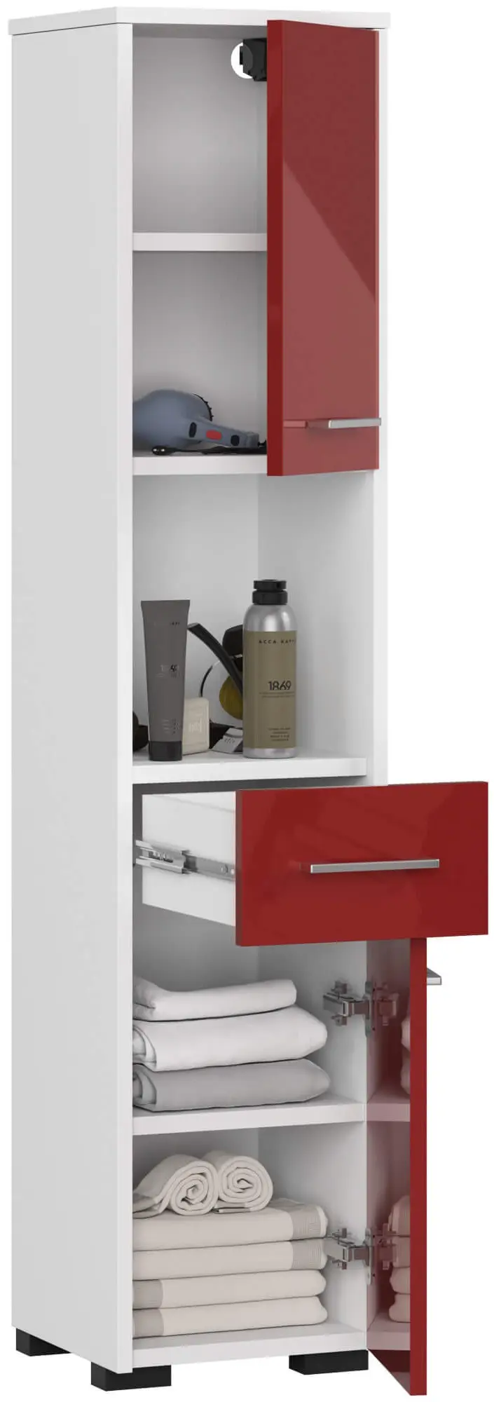 Penal Akord Fin 30 2D1SZ1W 140cm (White/Red Gloss)