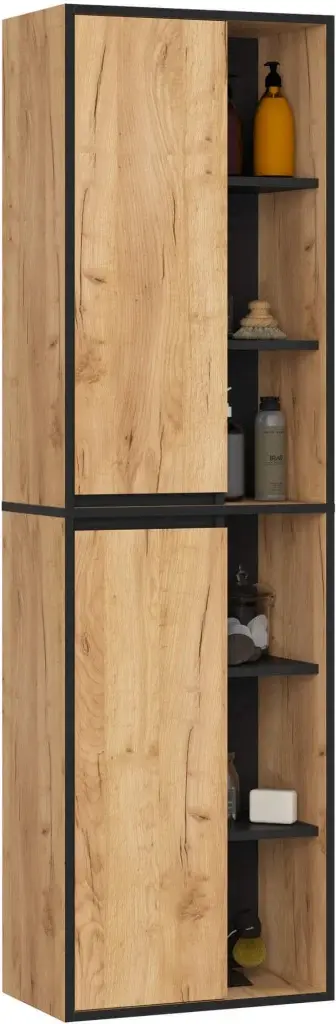 Пенал навесной Akord Vami W50 2D6P (Craft Oak/Black) - 2