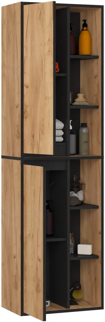 Пенал навесной Akord Vami W50 2D6P (Craft Oak/Black) - 3