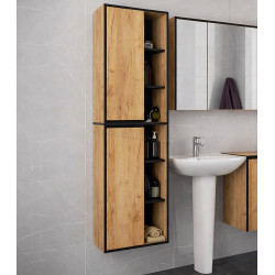 Пенал навесной Akord Vami W50 2D6P (Craft Oak/Black)