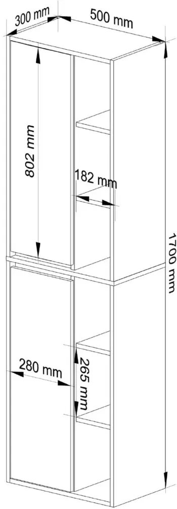 Пенал навесной Akord Vami W50 2D6P (Craft Oak/Black) - 4