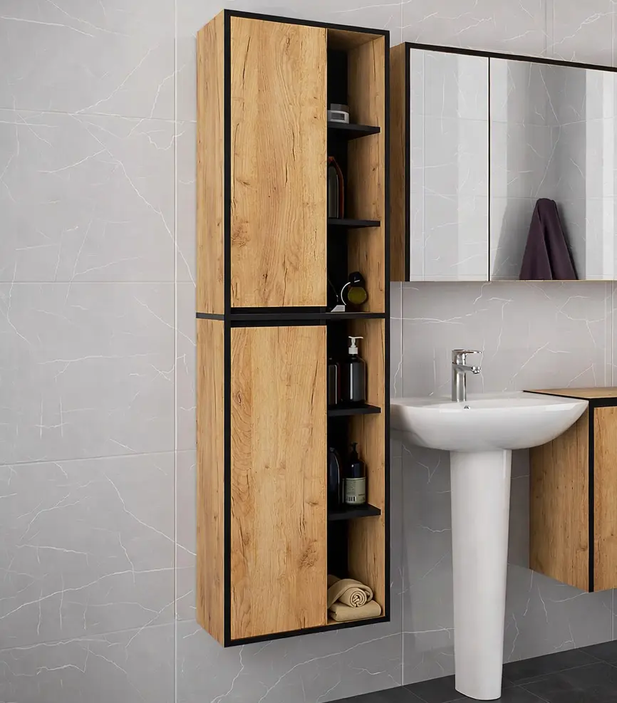 Пенал навесной Akord Vami W50 2D6P (Craft Oak/Black)