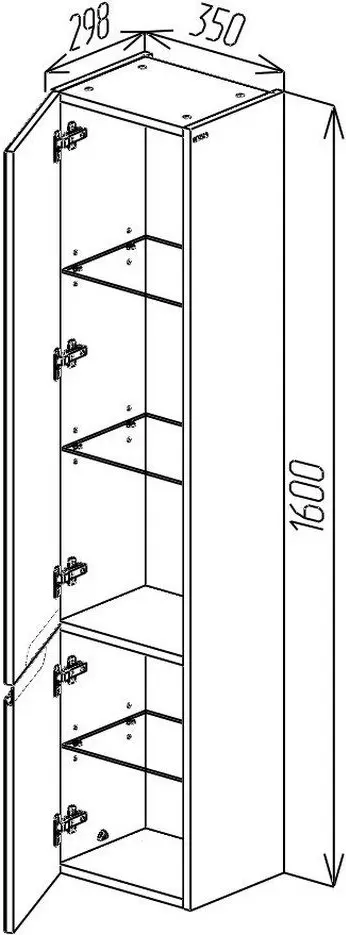 Пенал Bayro Santos 35x160x30 левый (White Matte) - 4