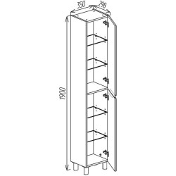 Пенал Bayro Santos 35x190x30 (White Matte) Thumb