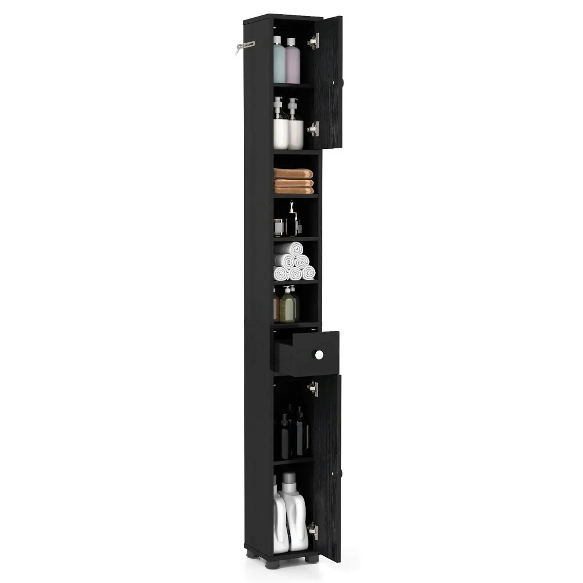 Пенал-стеллаж Costway JV11918DK (Black) - 2