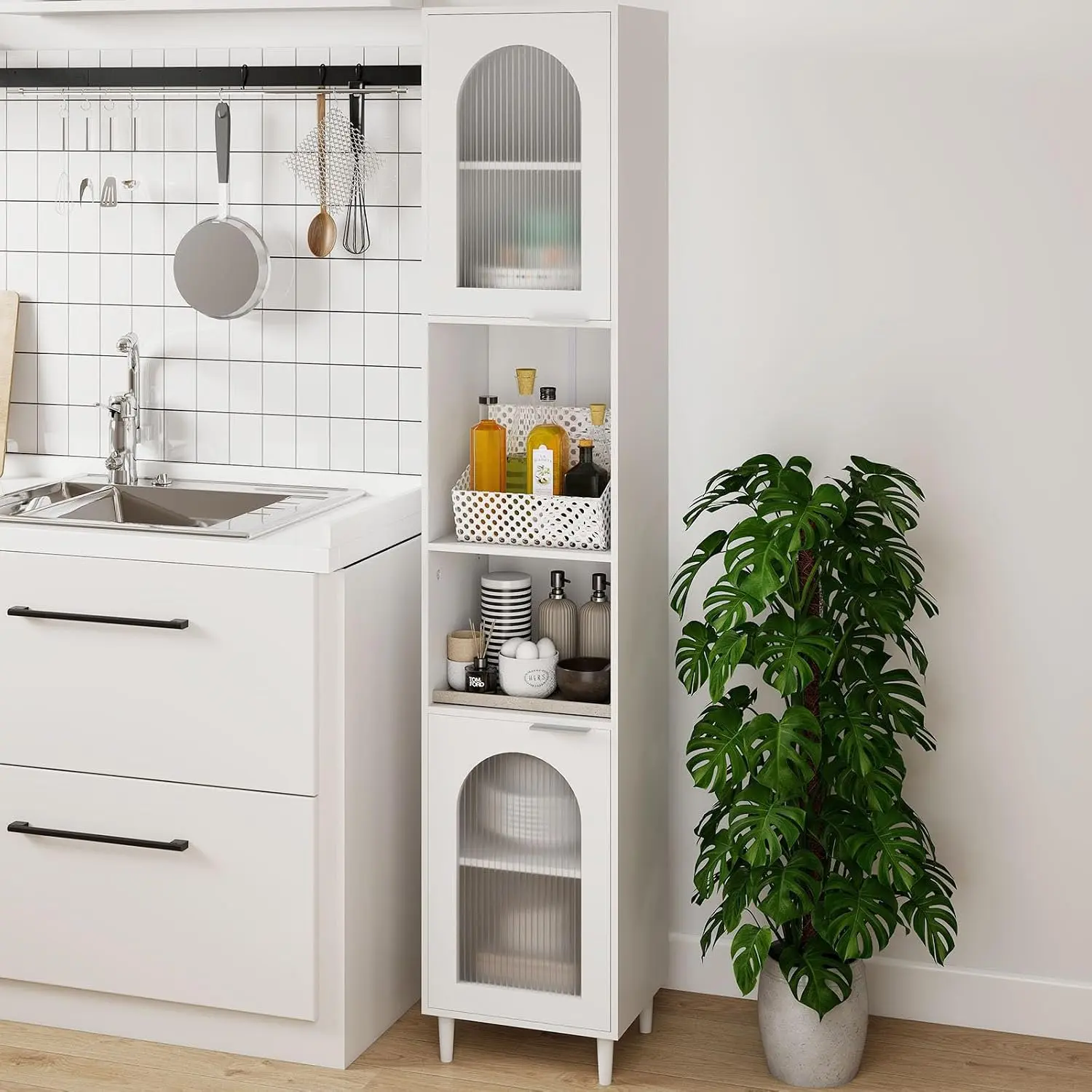 Пенал-стеллаж Costway JV12826WH (White) - 6