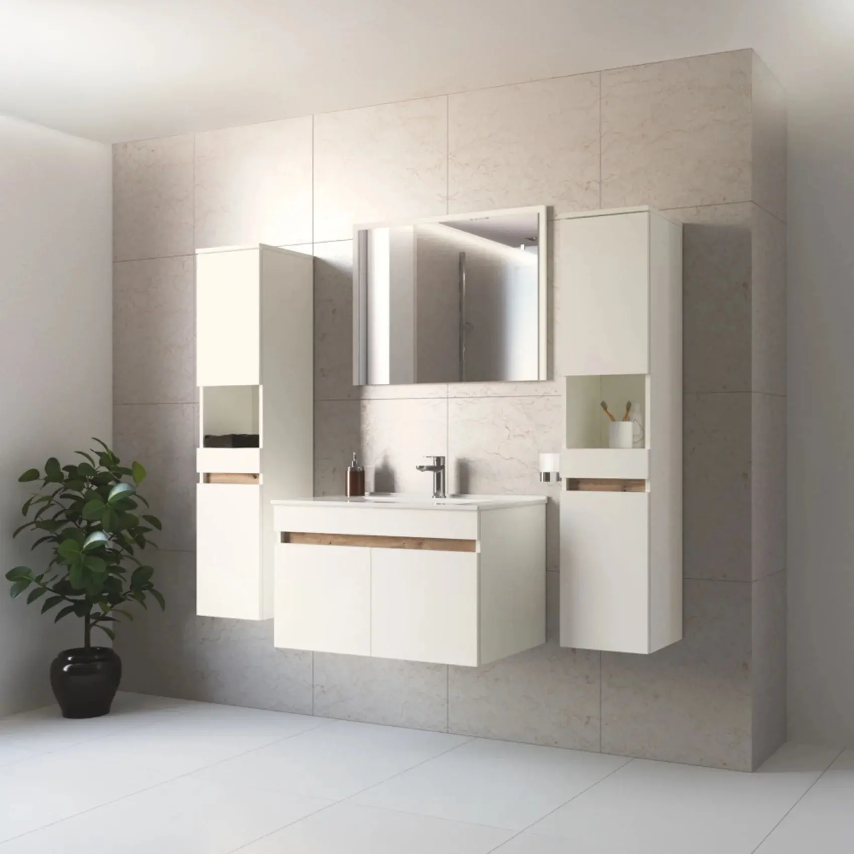 Пенал навесной Tempo Kondela Choice (White/Artisan Oak) - 6