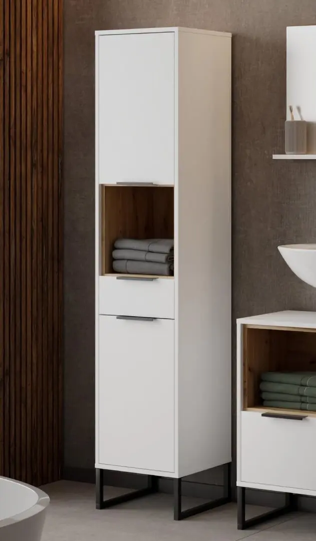 Пенал Tempo Kondela Cubo CUB01 (White/Artisan Oak)