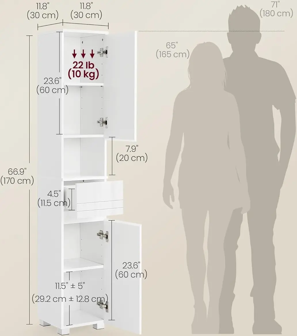 Пенал Vasagle BBC560P31 (White Gloss) - 5