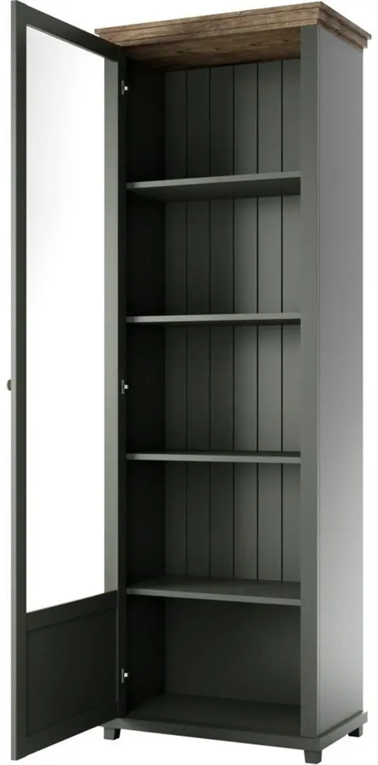 Vitrina Helvetia Evora №05 1D Green/Lefkas Oak (stanga)