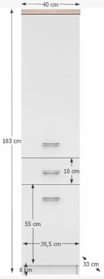Пенал Tempo Kondela Topty 05 2D1S (White/Sonoma Oak)