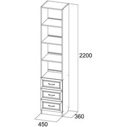 Пенал SV-Mebel Вега ДМ-12 Сосна Карелия (с тремя ящиками) Thumb