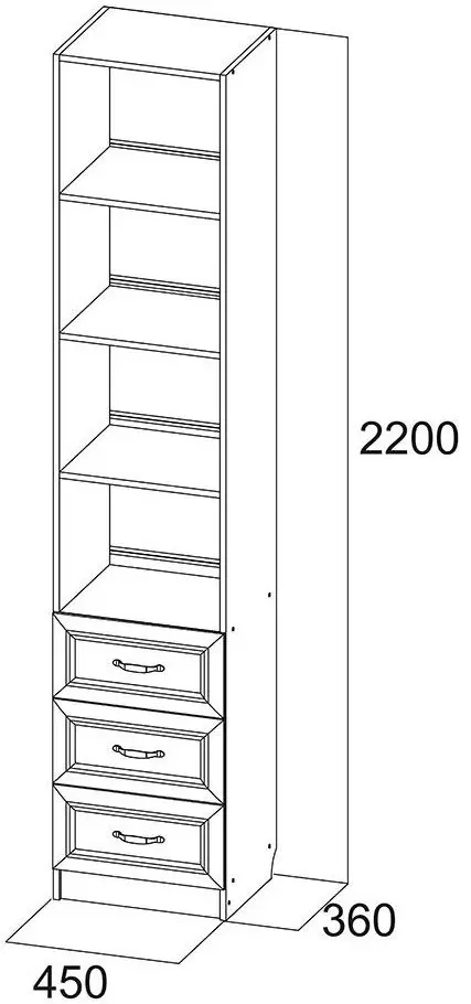 Пенал SV-Mebel Вега ДМ-12 Сосна Карелия (с тремя ящиками) - 4