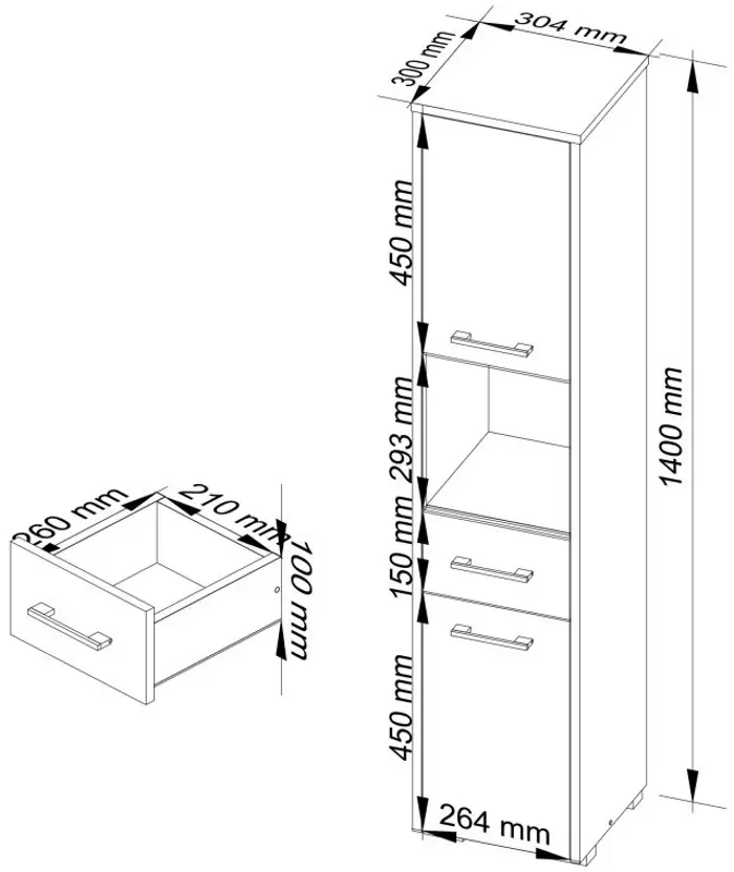 Penal Akord Fin 30 2D1SZ1W (White/Sonoma Oak)
