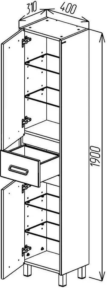 Пенал Bayro Montana 400x1900 (White)
