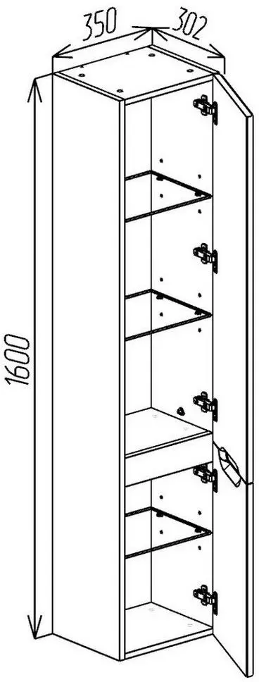 Penal suspendat Bayro Bergamo 350x1600 (Anthracite Matte/White)