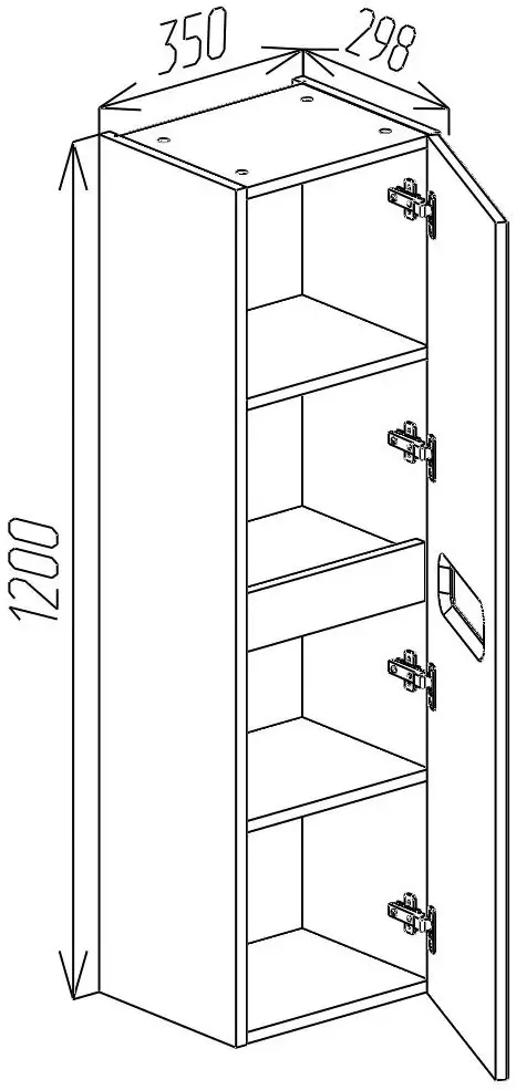 Penal suspendat Bayro Positano 350x1200 (White Matte)
