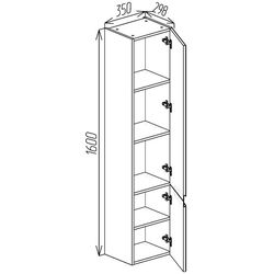 Пенал навесной Bayro Sorento 350x1600 (White Matte) Thumb