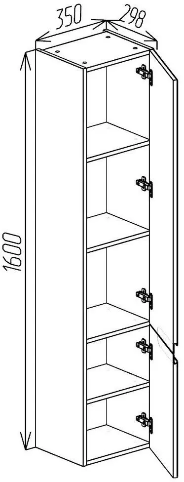 Пенал навесной Bayro Sorento 350x1600 (White Matte)