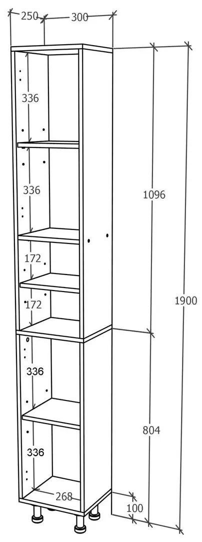 Penal Haaus Zaria 2D 190x30 cm (Grey Gloss/White)