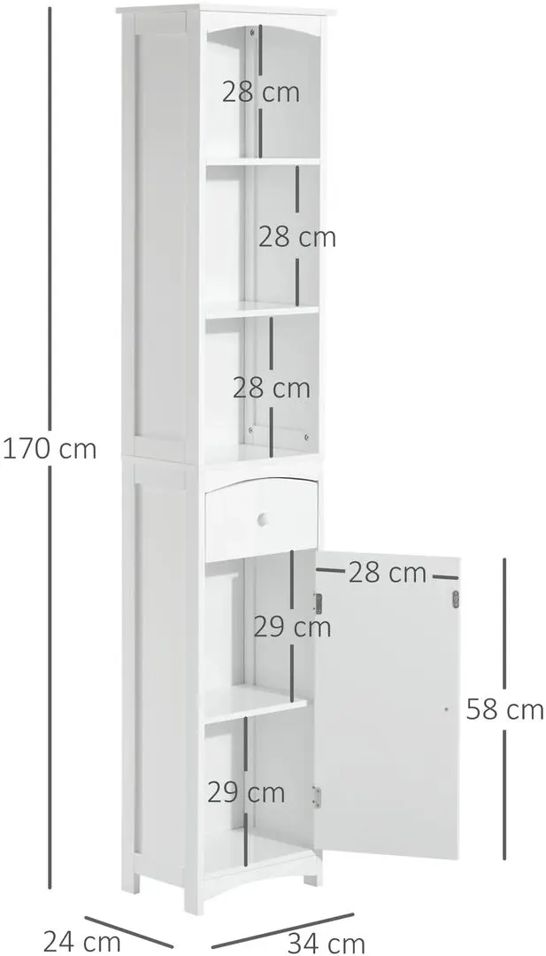 Пенал Homcom 834-077 35x24x170 cm (White)