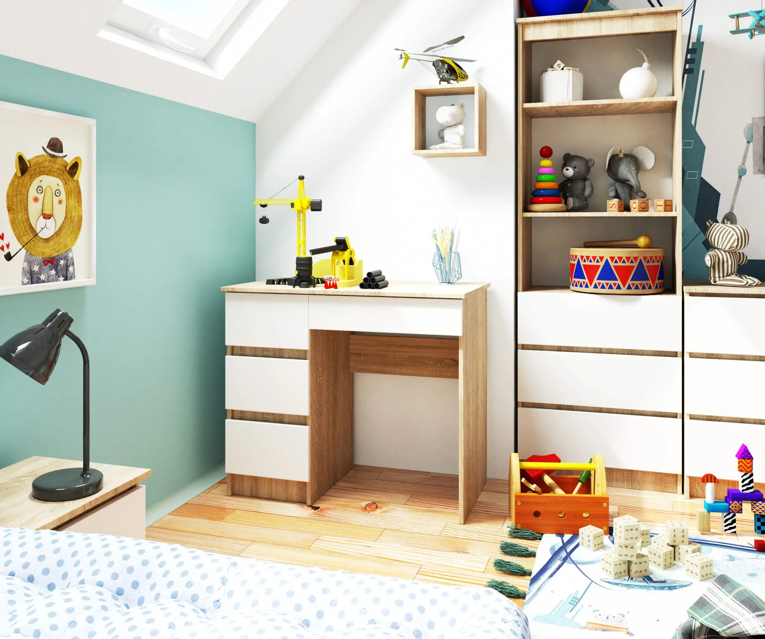 Письменный стол Akord A-7 90cm Left (Sonoma Oak/White)