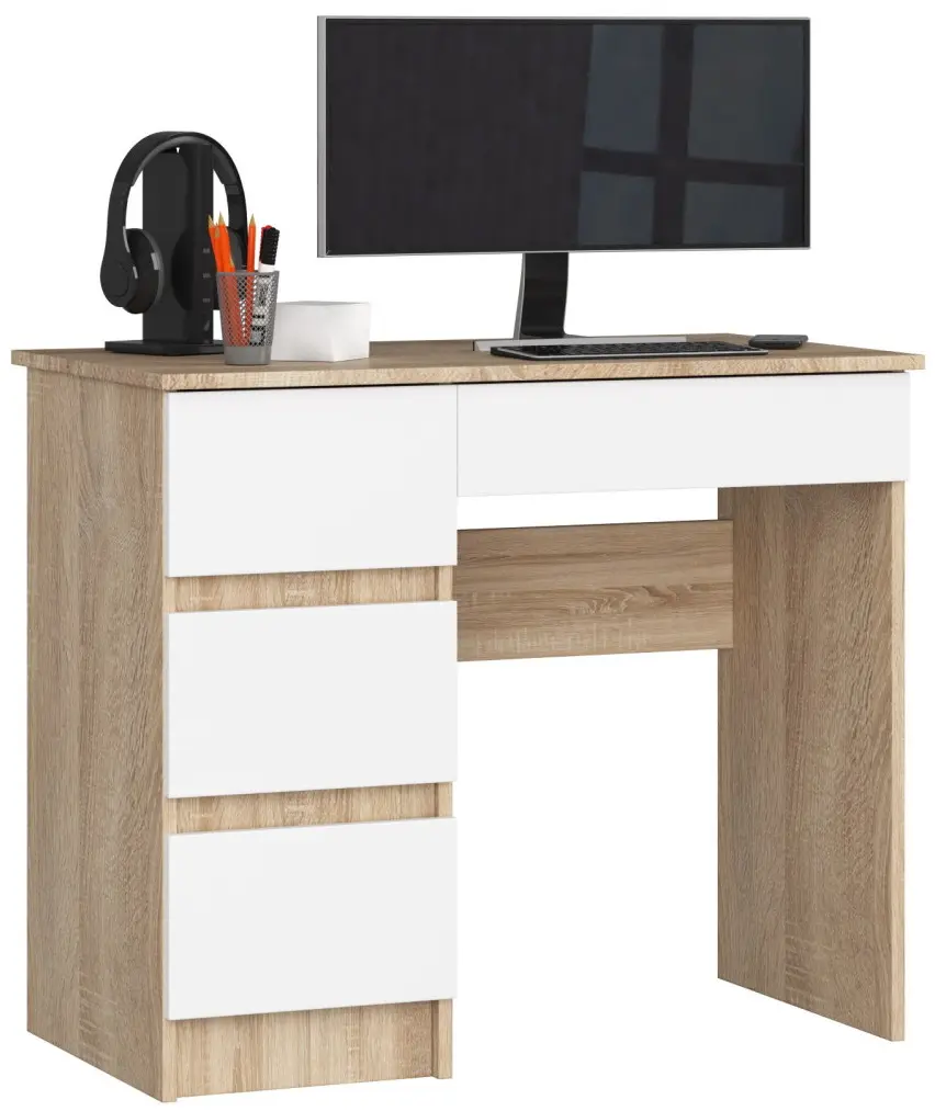 Письменный стол Akord A-7 90cm Left (Sonoma Oak/White)