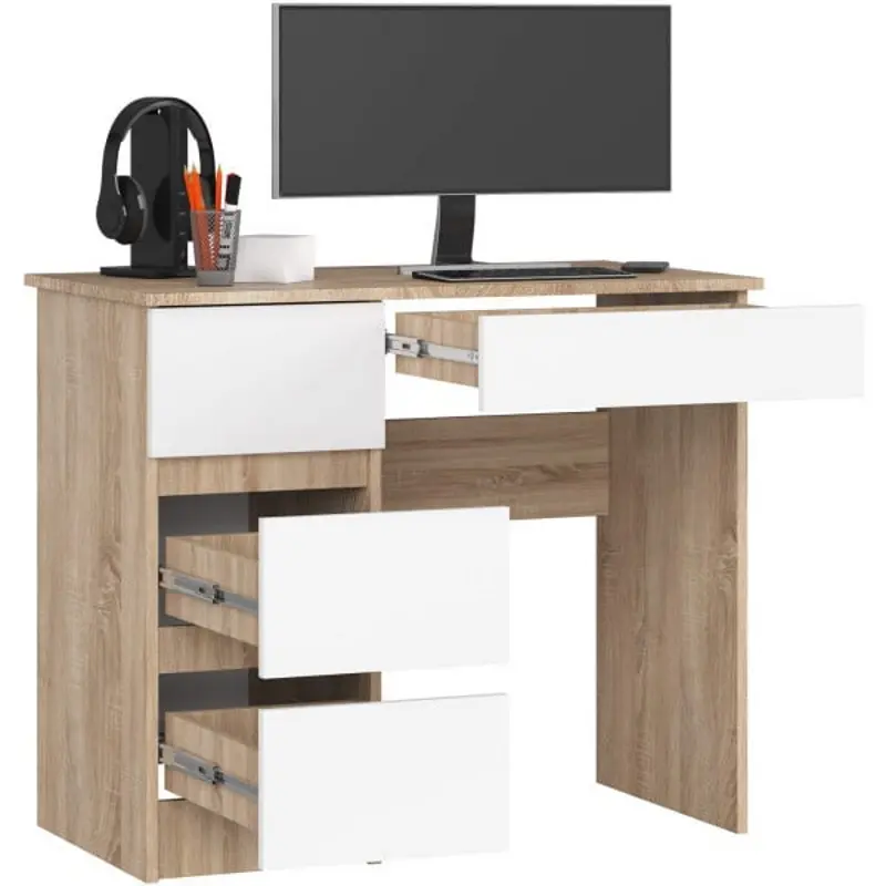 Письменный стол Akord A-7 90cm Left (Sonoma Oak/White)