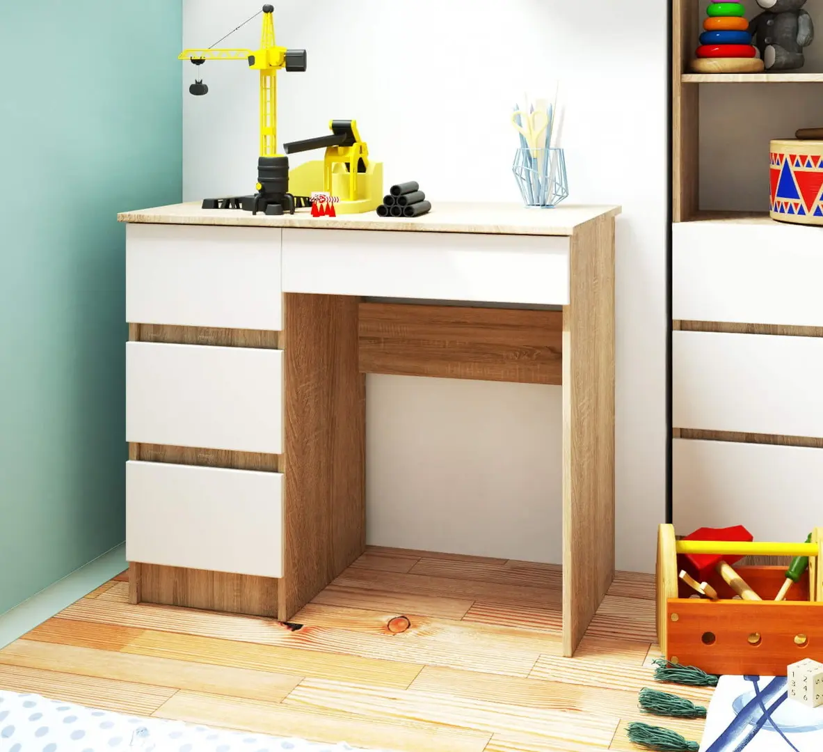 Письменный стол Akord A-7 90cm Left (Sonoma Oak/White)