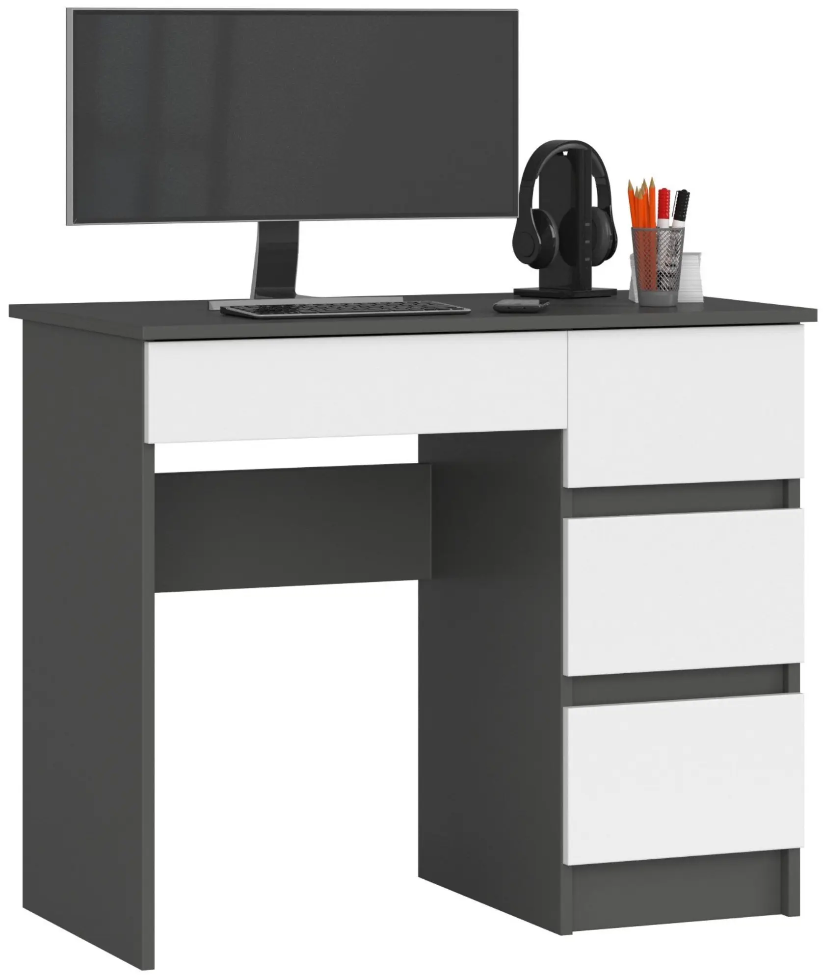 Masa de birou Akord A-7 90cm Right (Graphite Grey/White)