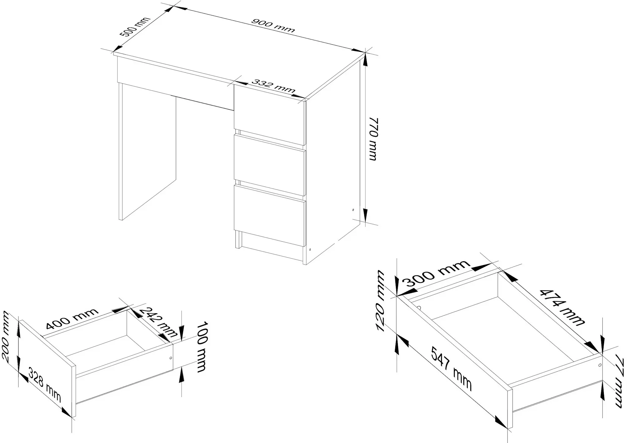 Masa de birou Akord A-7 90cm Right (Sonoma Oak)
