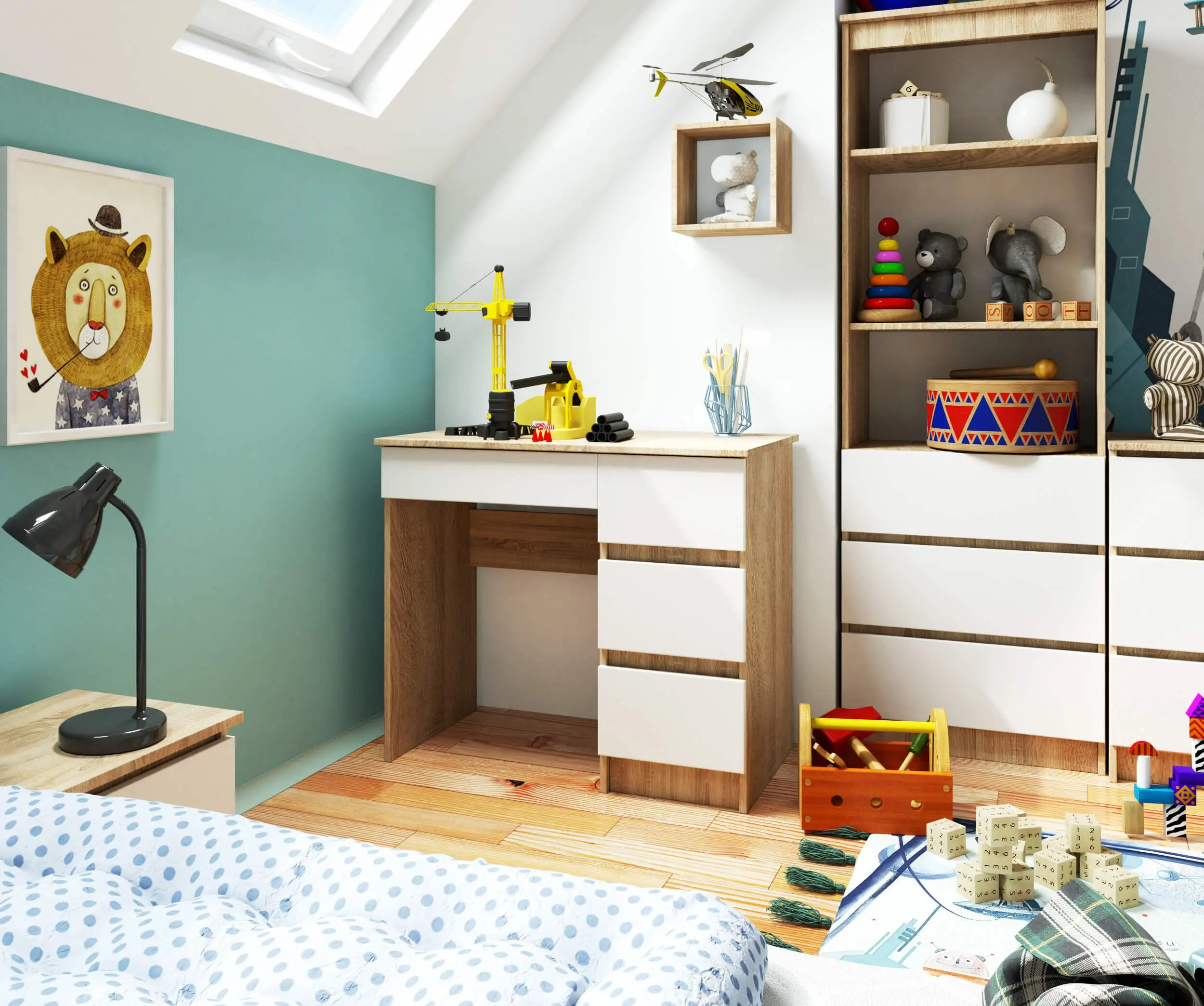 Masa de birou Akord A-7 90cm Right (Sonoma Oak/White)