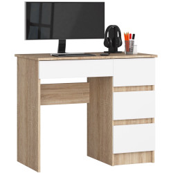 Masa de birou Akord A-7 90cm Right (Sonoma Oak/White) Thumb