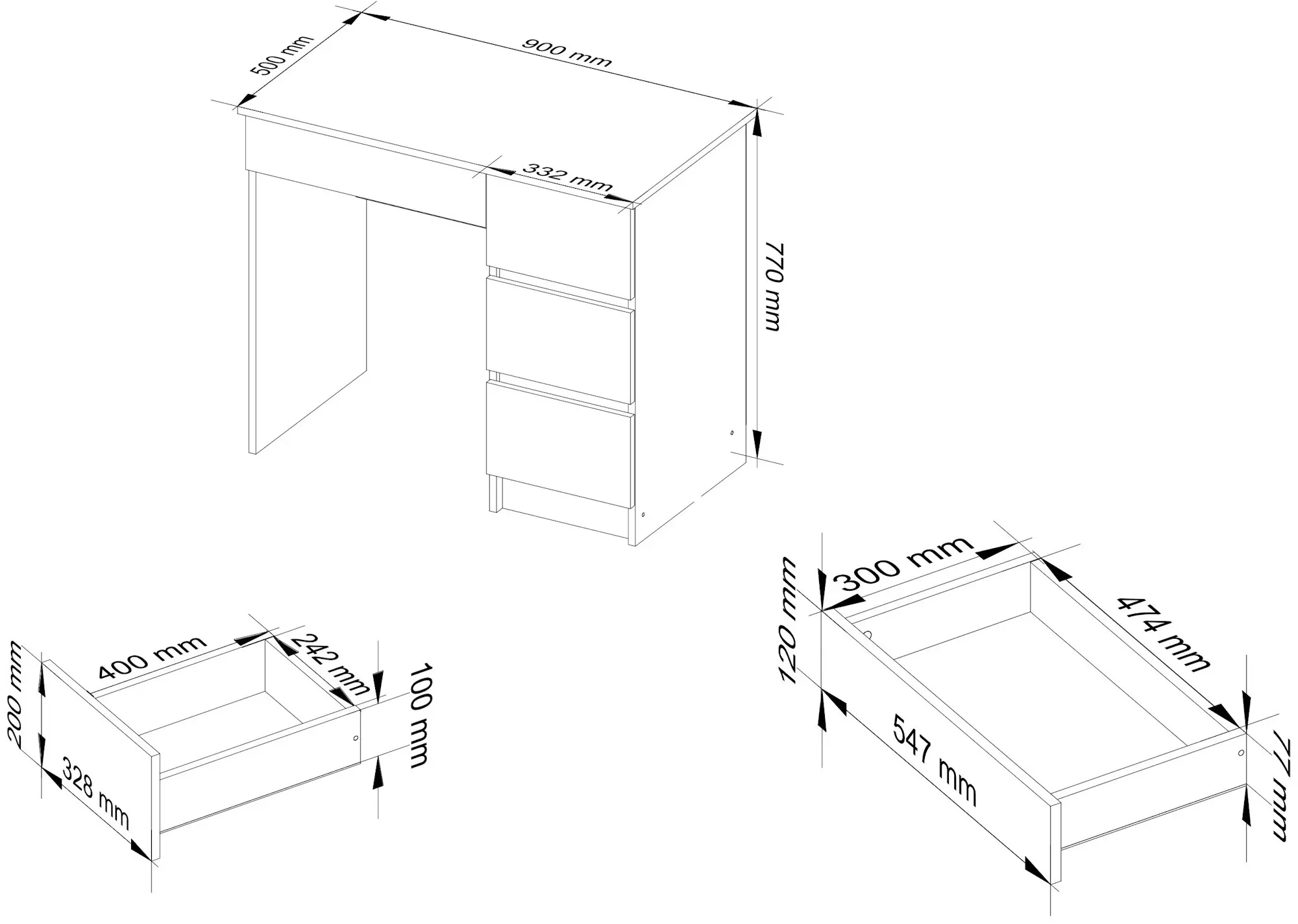 Masa de birou Akord A-7 90cm Right (Sonoma Oak/White)