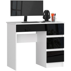 Письменный стол Akord A-7 90см Right (White/Black Gloss) Thumb