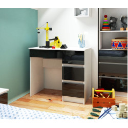 Masa de birou Akord A-7 90cm Right (White/Black Gloss)