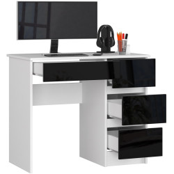 Письменный стол Akord A-7 90см Right (White/Black Gloss) Thumb