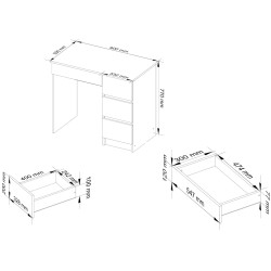 Письменный стол Akord A-7 90см Right (White/Black Gloss) Thumb