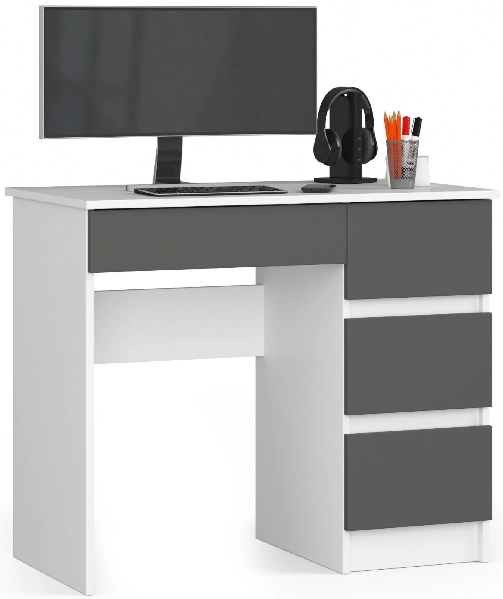 Masa de birou Akord A-7 90cm Right (White/Graphite Grey)