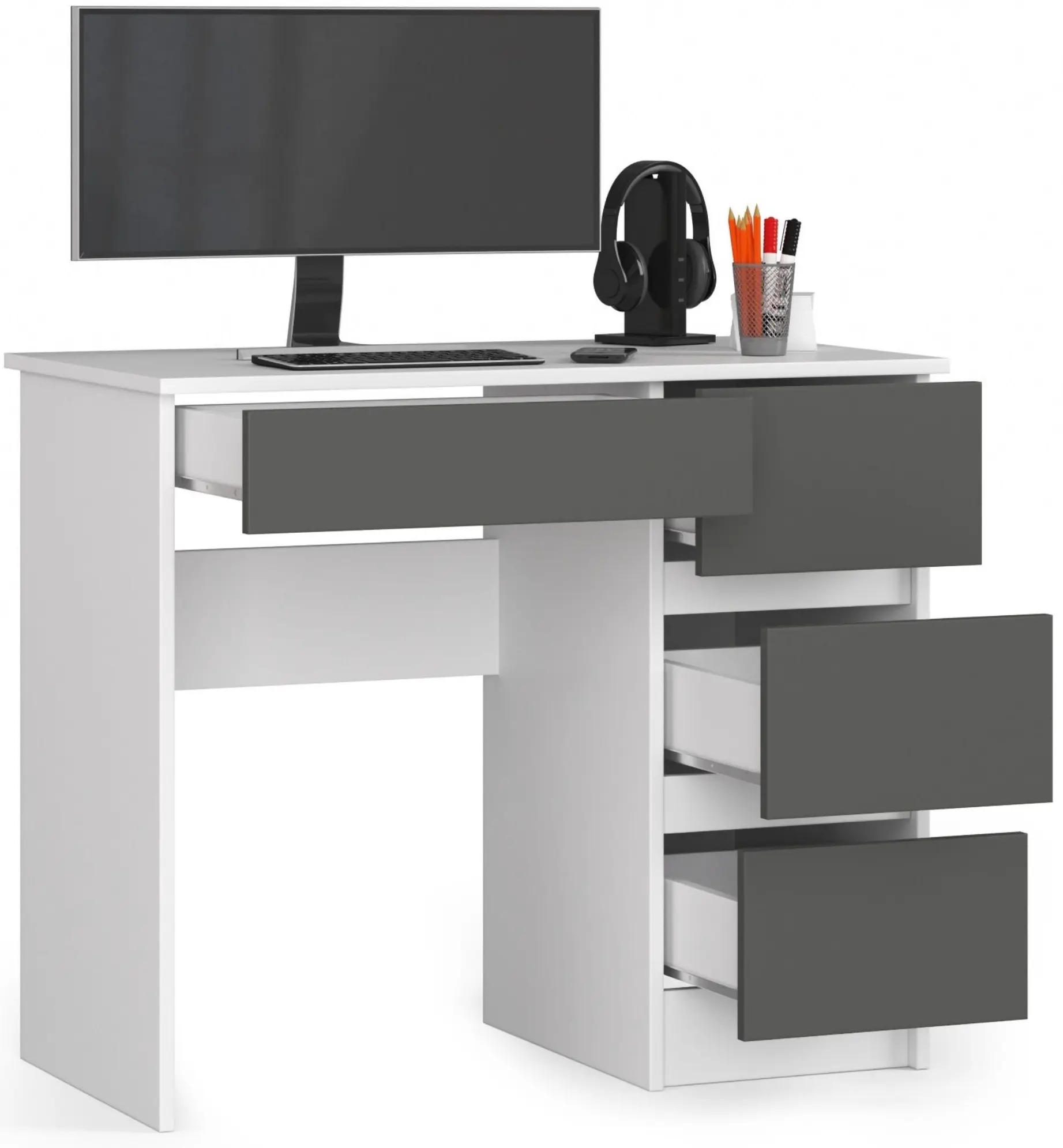 Masa de birou Akord A-7 90cm Right (White/Graphite Grey)