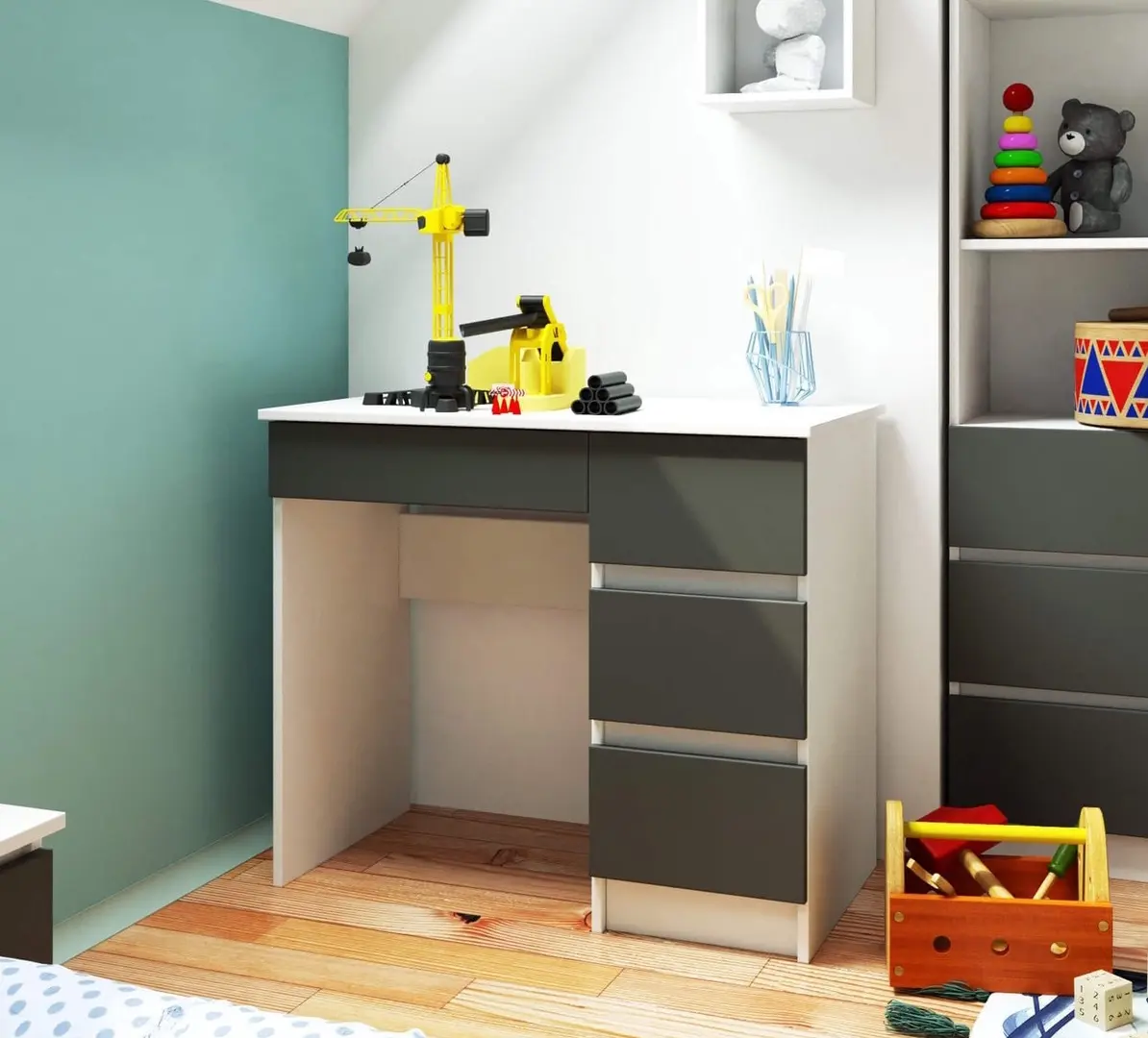 Masa de birou Akord A-7 90cm Right (White/Graphite Grey)