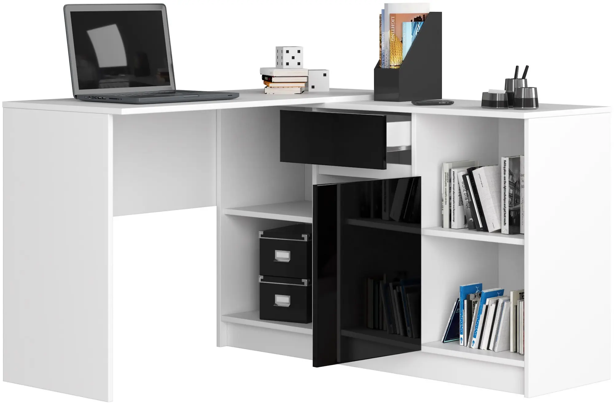 Письменный стол Akord B-17 (White/Black Gloss)