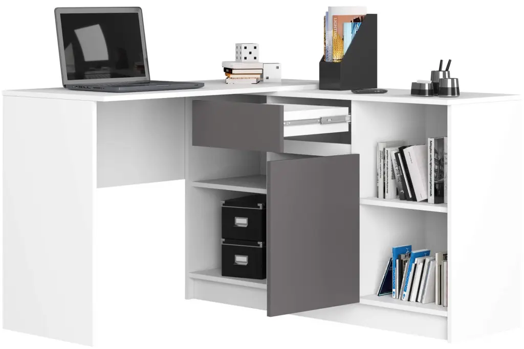 Masa de birou Akord B-17 (White/Graphite Grey)
