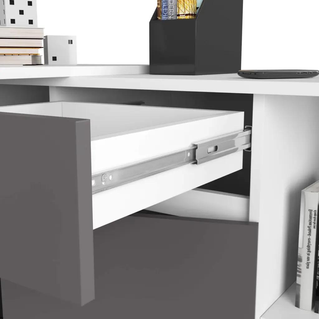 Masa de birou Akord B-17 (White/Graphite Grey)