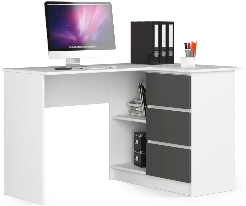 Masa de birou Akord B16 124cm Right (White/Graphite Gray)