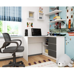 Письменный стол Akord B16 124cm Right (White/Graphite Gray)