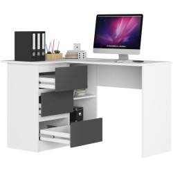 Письменный стол Akord B16 124см 3SZ Left (White/Graphite Grey) Thumb